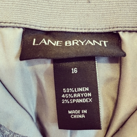 Lane Bryant Womens 16 Linen Blend Cropped Pants Trousers Wide Leg Striped - Picture 5 of 9